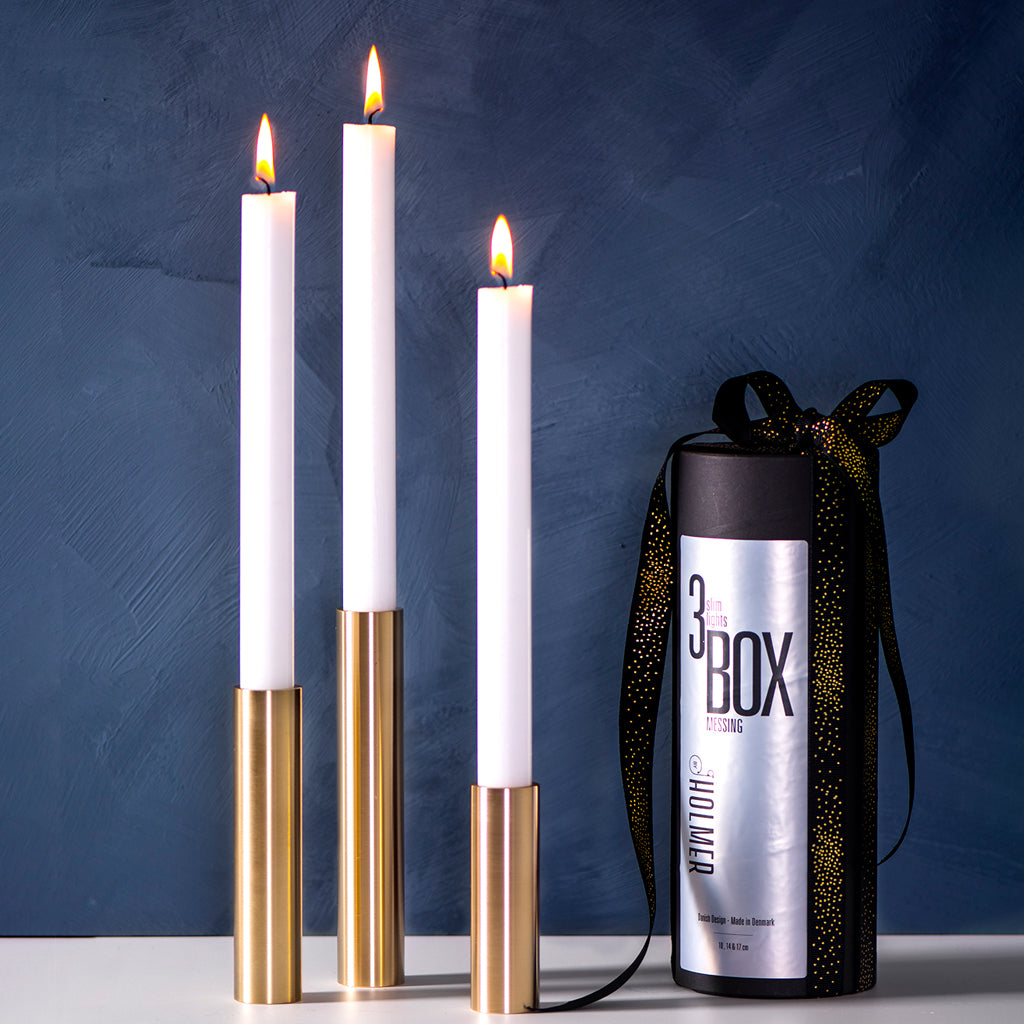 Hove Home Slim Light 3 BOX Candle Holder Brass